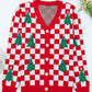 Christmas Tree Pattern Button V Neck Cardigan Sweater