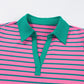 Collared V Neck Puff Sleeve Shift T Shirt Dress with Pockets