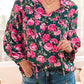 Floral Printed Tied Collar Puff Sleeve Blouse