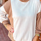 Cable Texture Ribbed Color Block Plus Size Knit Top