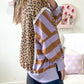 Block Patchwork Leopard Casual Sweatshirt with Slits