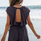 Open Back Cap Sleeve Drawstring Romper