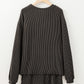 Corded Knit Long Sleeve Top and High Waist Shorts Set