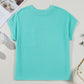 Corded Knit Color Block Pocketed Crew Neck T Shirt