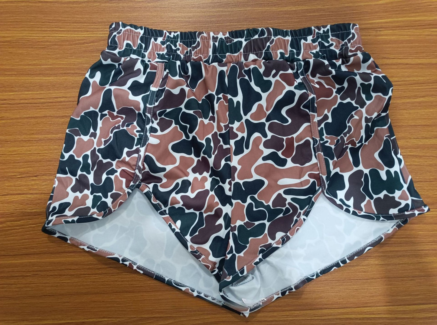 High-Waisted Camo Athletic Running Shorts