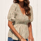 Puff Sleeve Smocked Top