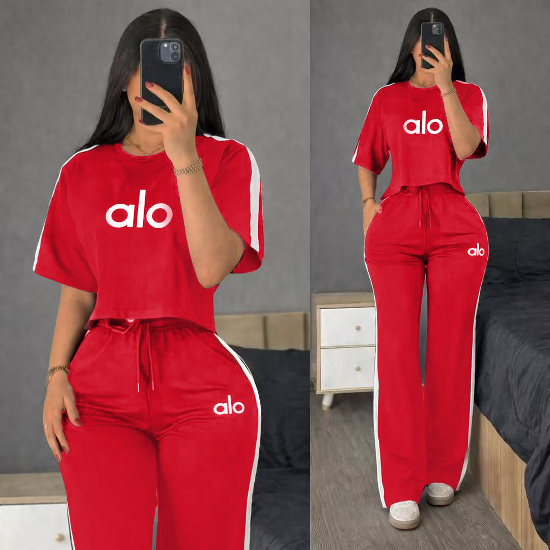 A-Short-sleeve top and long pants two-piece set(Y71637)