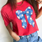 Rugby Bowknot Graphic Crew Neck Tee