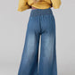 Smocked Waist Wide Leg Jeans