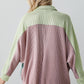 Color Block Corded Buttoned Oversized Shacket