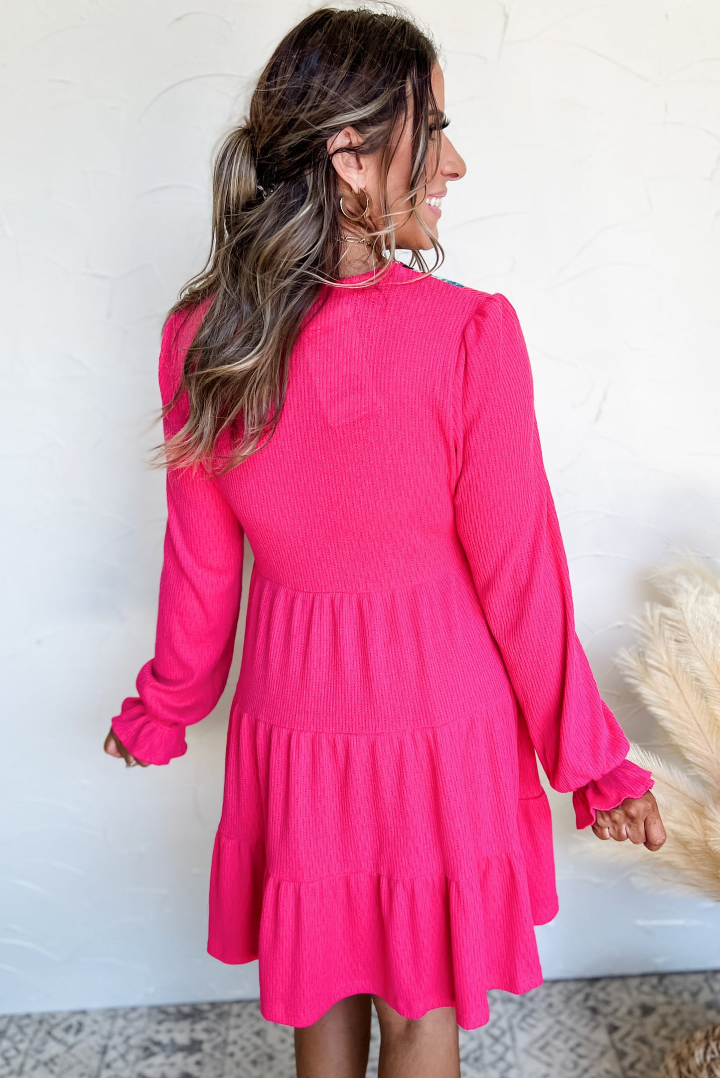 Textured Tiered Ruffled Mini Dress