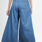 Light Wash Button Waist Wide Leg Jeans