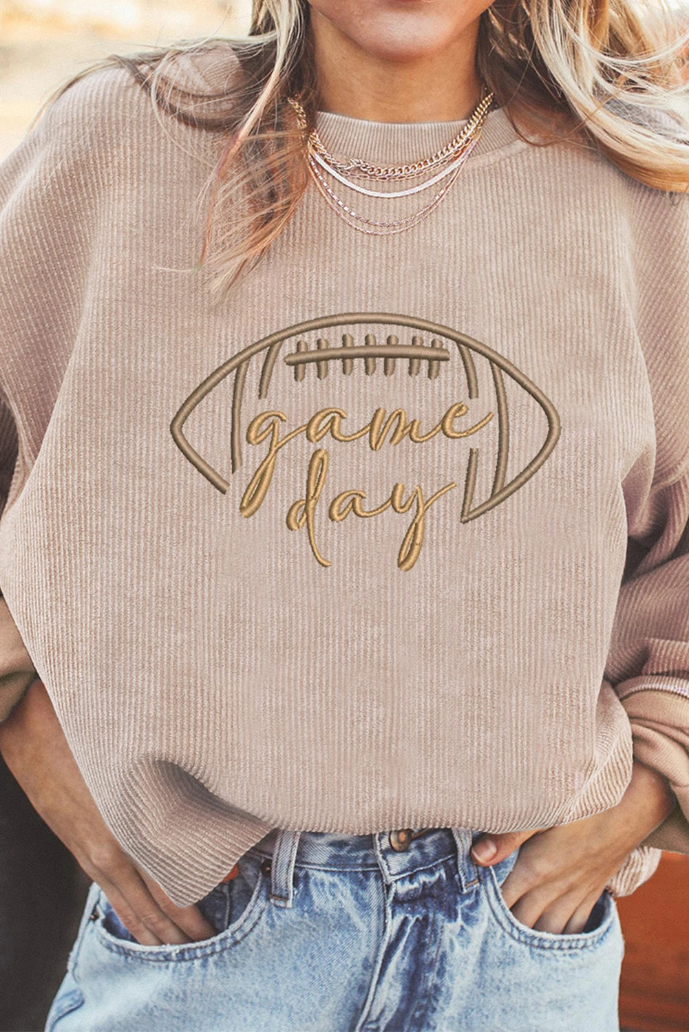 Embroidered Corduroy Sweatshirt