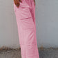 Mineral Wash Exposed Seam Drawstring High Waist Wide Leg Cargo Pants