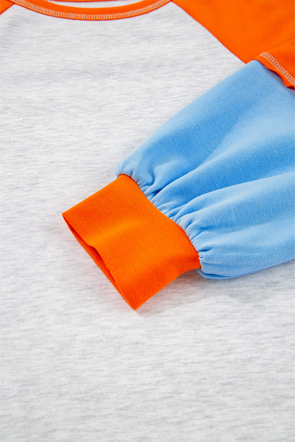 Color Block Raglan Sleeve Contrast Stitching Loose Fit Top