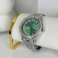 Rhinestone Green Silver Band Watch