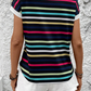 Multicolor Contrast Edge Crew Neck T Shirt