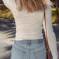 Exposed Seam Ribbed Knit Slim Fit Long Sleeve Top