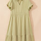Plus Size V Neck Puff Sleeve Tiered Maxi Dress