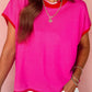 Contrast Trim Round Neck Short Sleeve Loose Knit Sweater