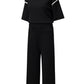 Contrast Trim Half Sleeve Top Drawstring Pants Loose 2pcs Sweater Suit