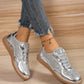 Glitter Lace Up Sequin Round Toe Flat Shoes