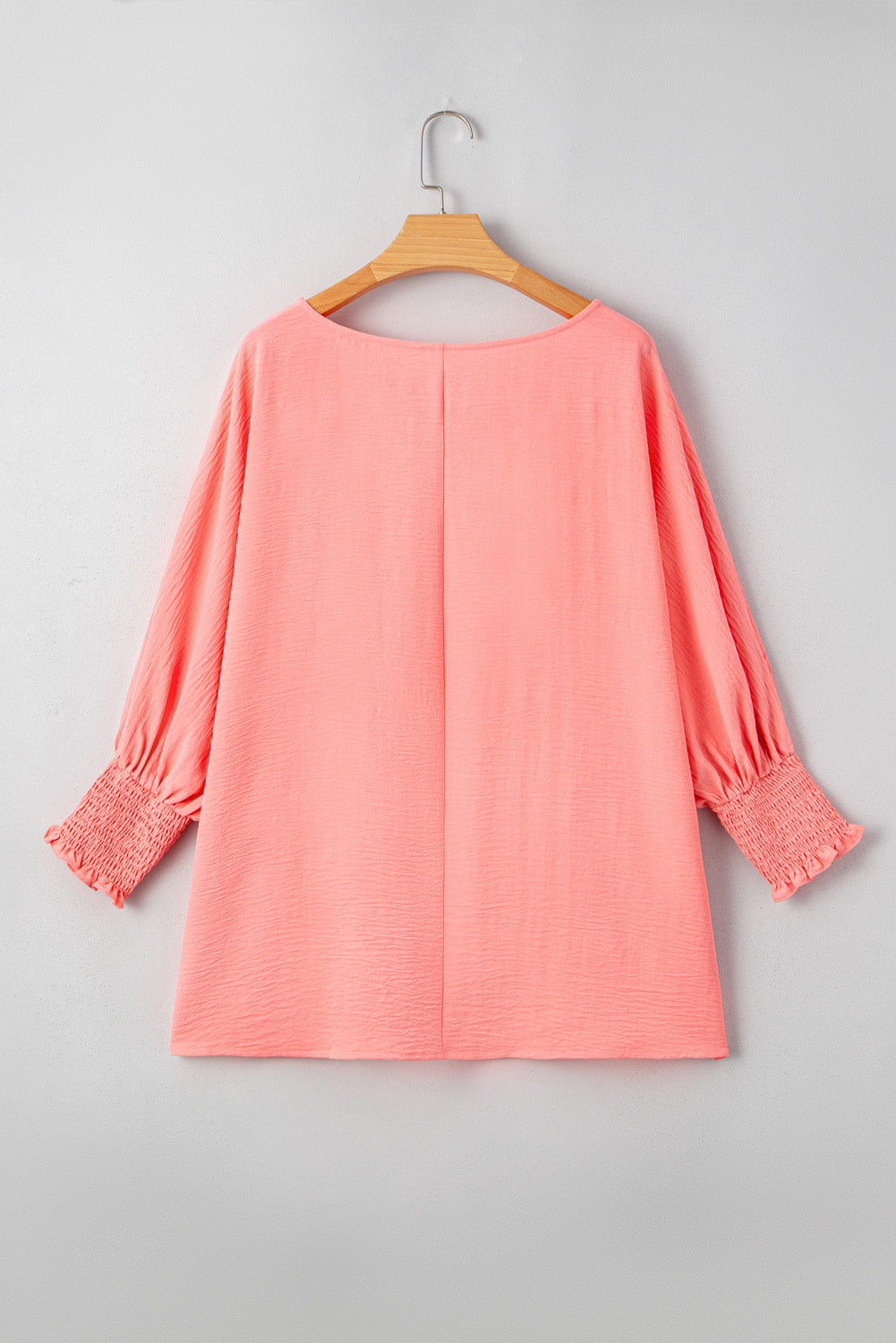 Shirred Cuffs Half Sleeve Plus Size Textured Blouse