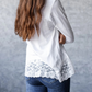 Neck Cuffed Long Sleeve Loose Top