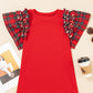 Ruffle Short Sleeve Loose T Shirt