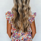 Floral Square Neck Flutter Tank Top
