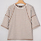 Knit Split Hem Half Sleeve Loose Top