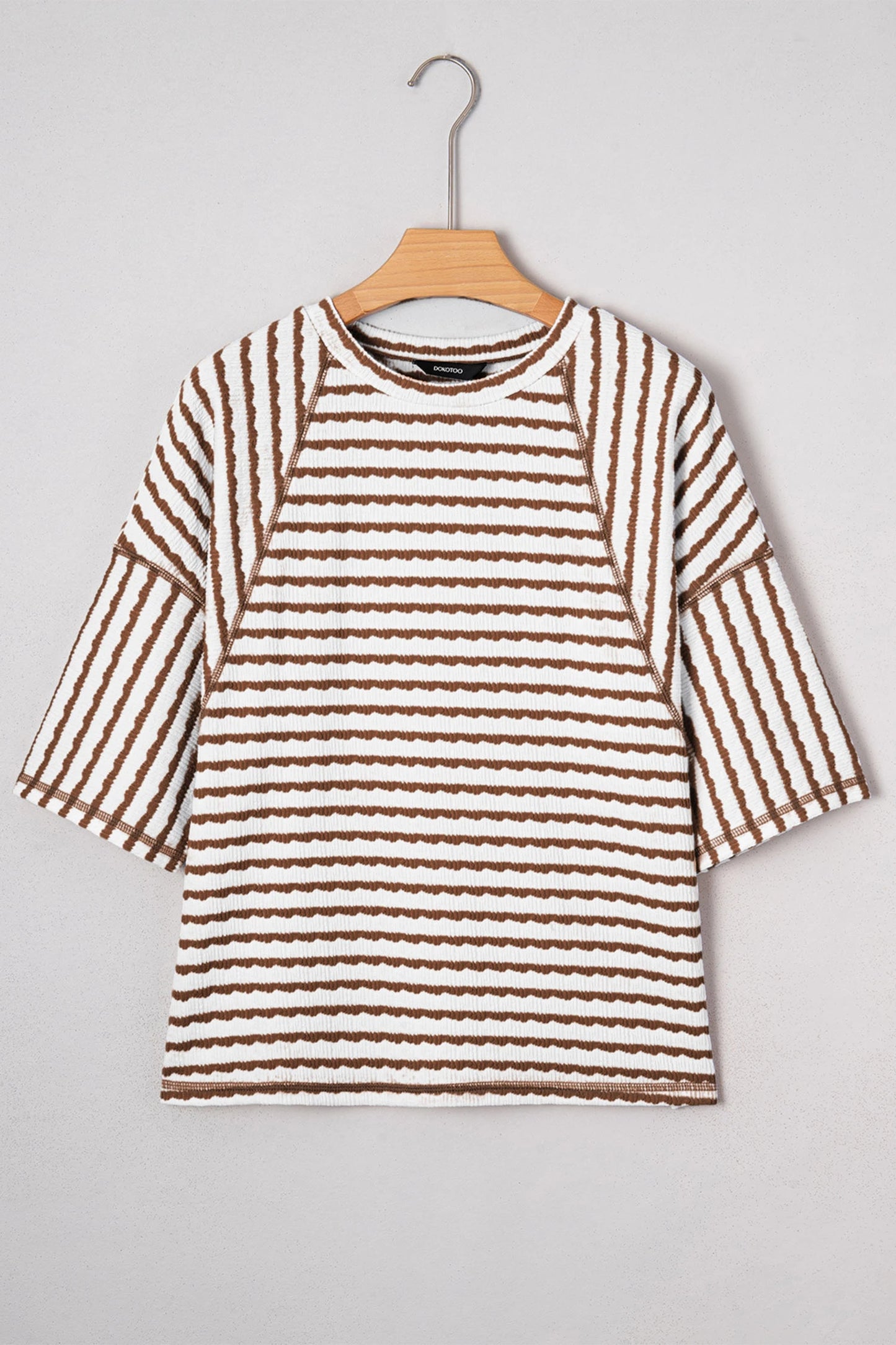 Knit Split Hem Half Sleeve Loose Top