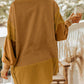 Oversized Mixed Textured Split Neck High Low Patchwork Sweatshirt