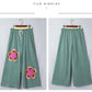 Block Flower Patchwork Drawstring Contrasted Elastic Waist Wide Leg Pants