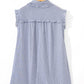 Frilled Sleeveless Collar Front Pocket Button Up Mini Dress