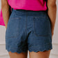 Scalloped Hemline Acid Wash High Waist Denim Shorts