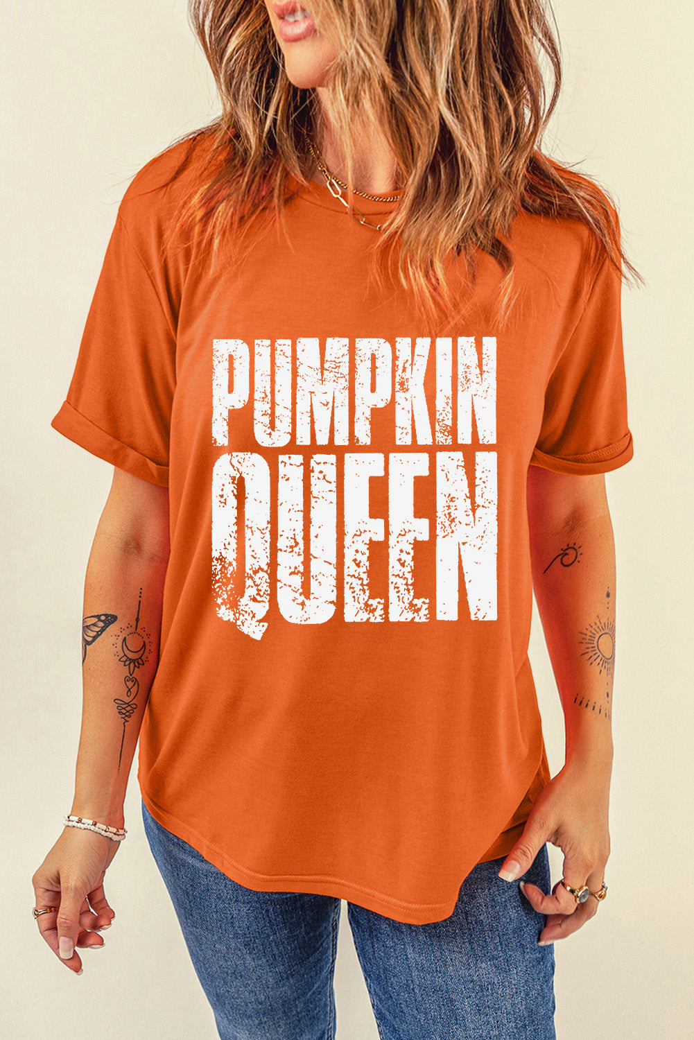 PUMPKIN QUEEN Graphic Crew Neck Tee