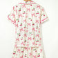 Floral Print Contrast Pipping Short Pajamas Set