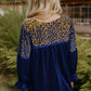 Shoulder Flounce Sleeve Velvet Blouse