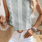 Stripe Lace Patchwork Crew Neck Tank Top