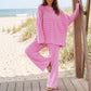 Striped Long-sleeve Top and Trousers 2-piece Set