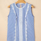 Stripe Lace Patchwork Crew Neck Tank Top