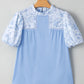 Lace Insert Floral Puff Sleeve Patchwork Loose Blouse