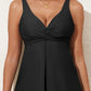 Crossed V Neck Adjustable Strap Babydoll Tankini Top