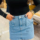 Acid Wash Bowknot Details High Waist Denim Skirt
