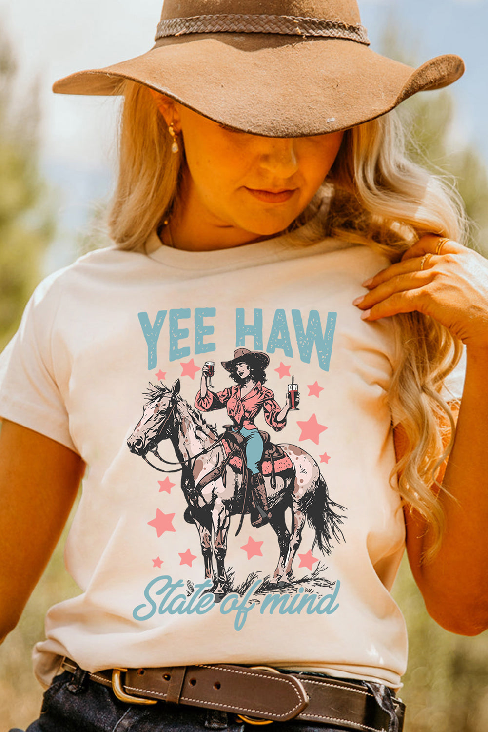 YEE HAW State of mind Cowgirl Graphic Western Fashion Tee