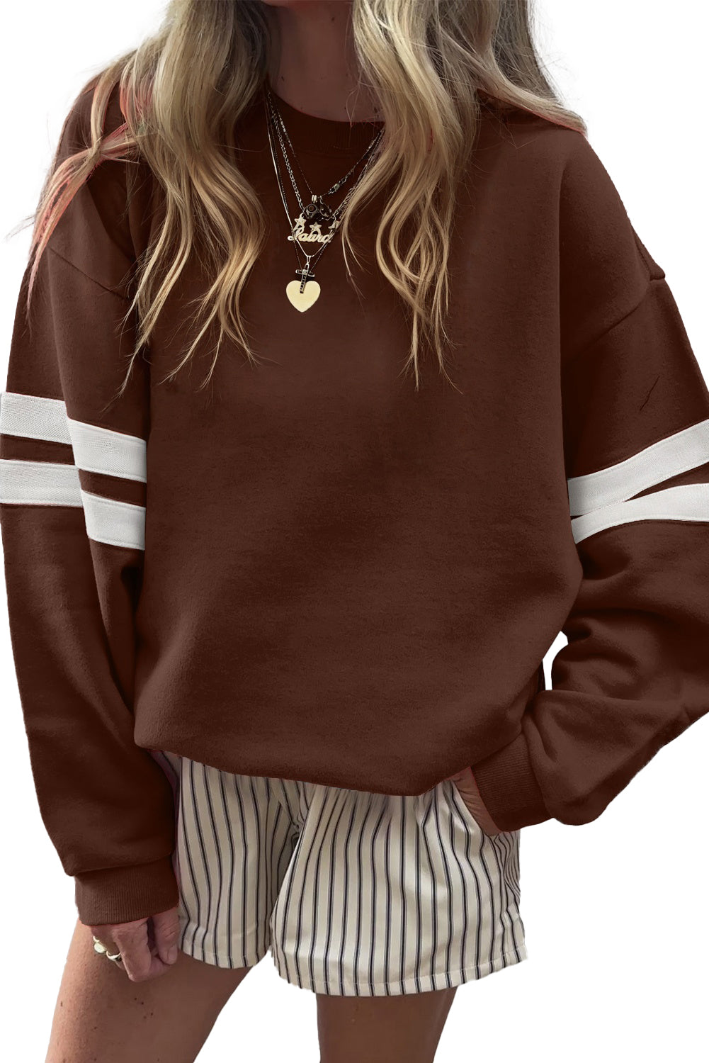 Varsity Striped Detail Drop Shoulder Oversized Sweatshirt