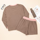 Checkerboard Long Sleeve Pullover and Shorts Set