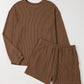 Corded Knit Long Sleeve Top and High Waist Shorts Set