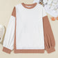 Cable Texture Ribbed Color Block Plus Size Knit Top